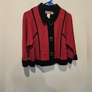 CANVASBACKS 100% WOOL VINTAGE WOMEN'S CHIC PINK BLAZER BLACK TRIM SIZE XS